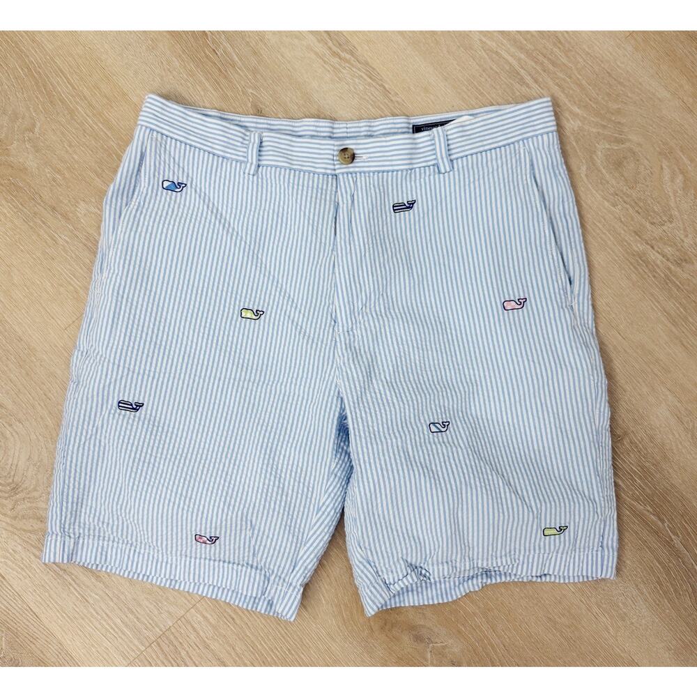 Men’s Vineyard Vines Kentucky Derby Seersucker Whale Shorts Size 36